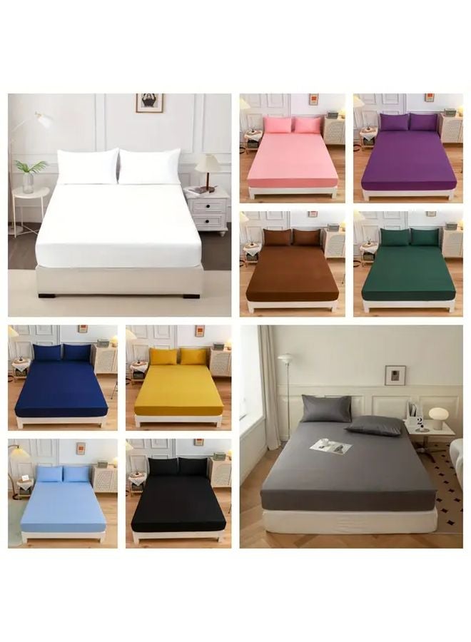 White 3 Piece Solid Color Bed Sheet Set With Pillowcases 100 Polyester Breathable Fabric Deep Pocket Fitted Sheet 70 87 By 78 74 Inches - Image 3
